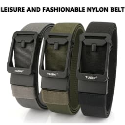 TUSHI New Unisex Elastic Belt Hard Metal Buckle Quick Release Tough Stretch Nylon Men's Military Tactical Belt Casual Waistband