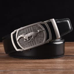 Men Leather Ratchet Belt Automatic Buckle Waistband for Male Width:3.5cm black\brown