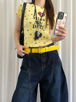 Wide Design Sense Y2K Double-Breasted Yellow Belt For Women With Skirt Jeans With Waistcoat Decoration Versatile Belt