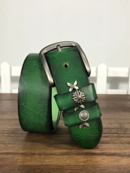 Top Layer Cowhide Belt Unisex Youth Jeans Style Soft Rivet Design Green Blue Match Belt for Men And Women