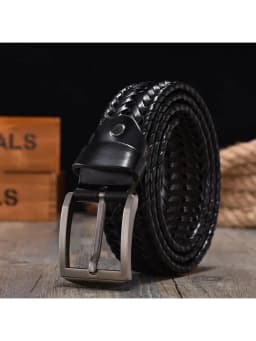 New Braided 4cm Men Belt For Woven Luxury Genuine Leather Cow Stripes Hand Knit Designer Girdle High Quality Male Belts 125CM