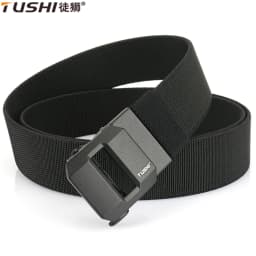 TUSHI New Golf Sports Elastic Belt Tactical Belt Metal Automatic Buckle Stretch Nylon Men Military Belt 120-150CM Big Size Belts