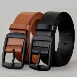 2PC Luxury Belt For Men PU Leather Belt Metal Pin Buckle High Quality Famous Brand Designer Waist Strap Belt For Jeans Plus Size