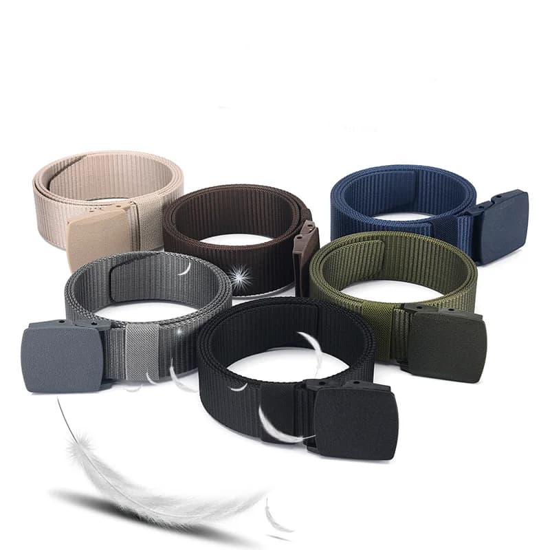 Canvas Belt with Automatic Plastic Buckle - Perfect for Outdoor Sports & Casual Wear Ideal Gift Choice