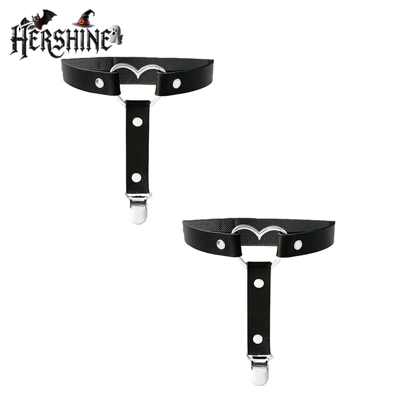 HERSHINE 2-piece women's Y2K heart socks clip leggings Gothic style college style sexy nightclub fun Halloween cosplay