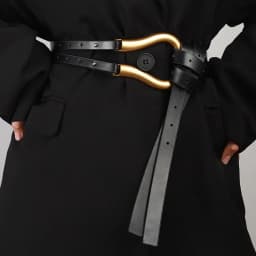 New Golden Metal Buckle Knotted Belt For Women Long Pu Leather Waist Belts for Lady Female Dress Coat Decorative Straps Girdle