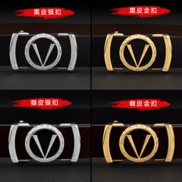 Fashion V letter Black genuine leather designer belts men HighQuality Cowskin Waist Strap Casual Automatic buckle ceinture homme