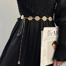 Women Hollow Out Round Metal Belt Gold Silver Carved Long Adjustable Chain Belts Elegant Lady Girl Dress Coat Decorative Strap