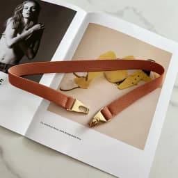 Fashion Gold Metal Knob Buckle Stretch Belt Women Thin Solid Color Slim Body Waist Belts Lady Coat Dress Shirt Skinny Waistband
