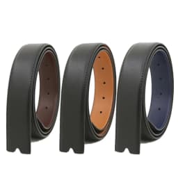 3.3 cm Board Buckle Pin Buckle Belt Strip, Belt Body, Buckle-Free White and Blue-Gray Genuine Leather Perforated Belt