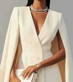 Women Dresses 2025 Spring Autumn New Commuting Double Breasted Shawl Cape Solid Color V-Neck Mini Dress Fashion Women's Clothing