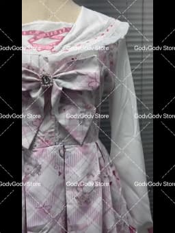 2025 Japanese Sweet Lolita Kawaii Dress Women Spring Printed Bow Fake Two Piece Dress Female Korea Style Design Party Clothing