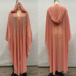 New Ethnic Style Hooded Robe with Bead Embellishment Shoulder Shawl Cape Long Skirt Batwing Sleeve Diamond Heat Treatment