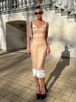 Sheer Mesh Overlay Spaghetti Strap Midi Dress Waist Cinched Sleeveless 2026 Summer Women Accessories Trendy Classy Lady Outfits