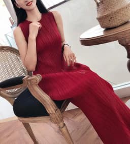 Miyake Pleated Dress Spring Summer Fashion Women Sleeveless Vest Dress High Elastic Slim Long Vestidos Female Strap Dresses