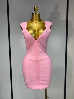 Women Sexy Sleeveless Deep V-neck Bodycon Mini Bandage Dresses Elegant Evening Party Luxury Birthday Club Prom Gown
