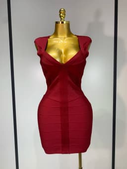 Women Sexy Sleeveless Deep V-neck Bodycon Mini Bandage Dresses Elegant Evening Party Luxury Birthday Club Prom Gown