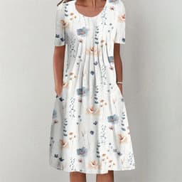 Temperament Dress Women Casual Elegant Dress Women Short Sleeves Loose Dresses Weekend Holiday