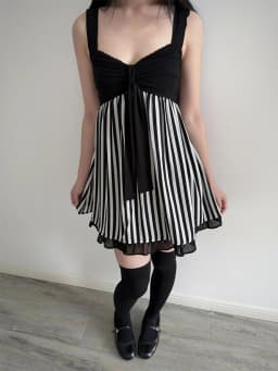 Y2K Harajuku Gothic Lolita Women's Dress Sexy Slim Fit Chic Trend Striped Suspenders Dresses Kawaii Japanese Emo Girl Streetwear