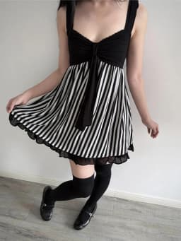 Y2K Harajuku Gothic Lolita Women's Dress Sexy Slim Fit Chic Trend Striped Suspenders Dresses Kawaii Japanese Emo Girl Streetwear