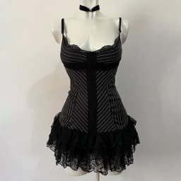 Streetwear Y2K Dress Bowknot Harajuku Vintage vibe Lace Pleated skirt Fashion Sweet style Braces skirt Gothic Mini Skirt Hip Hop