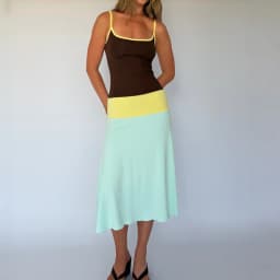 Absobe Women Color Block Cami Long Dress Spaghetti Strap High Waist A Line Swing Maxi Dress Summer Vacation Beach Casual Outfit