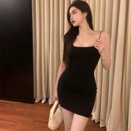 New Hot Girl Suspender Dress for Women with Small Spring and Autumn Tight Elastic Slim and Pure Hip-pack Short Skirt
