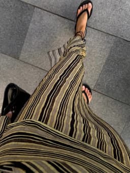 Casual Stripe Maxi Dresses Women Loose Full Sleeves Deep V-neck Ankle-length Dress 2026 New Ladies Summer Vacation Beach Outfit