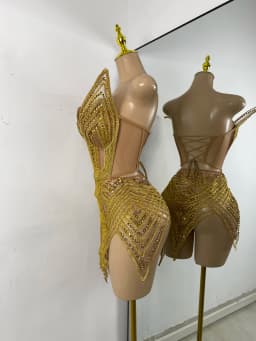 Women Sexy Sprakly Strapless Mesh See Through Mini Birthday Dress Evening Party Nightclub Performance Costume Stage Wear
