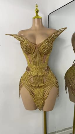 Women Sexy Sprakly Strapless Mesh See Through Mini Birthday Dress Evening Party Nightclub Performance Costume Stage Wear