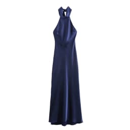 BSAY Dress for Women Fashion 2024 Autumn New Bow Sexy Backless French Elegant Halter Neck Satin Texture Midi Dresses