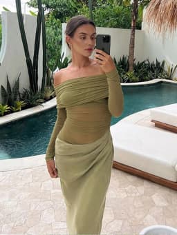 Weird Puss Slash Neck Dress Women Chic Elegant Sexy 2025 Patchwork Mesh Ruched Hollow Birthday Party Clubwear Vacation Vestidos
