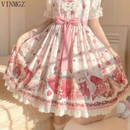 Falling Rabbit Berry Lolita Pink Cute SJK Dress Lolita Big Skirt Girls Birthday Show Cake Dress birthday dress for women