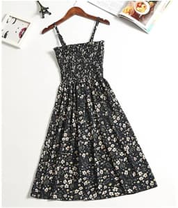 Summer Chiffon Camisole Sleeveless Dress Women Mini Dresses Fashion Elastic Waist Casual Spaghetti Strap Dresses Vestidos Girls