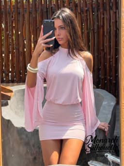 Backless Batwing Sleeves Short Dress Sexy Women Solid Off Shoulder Hip Hugging Pleated Dresses 2026 Spring Lady Party Vestidos