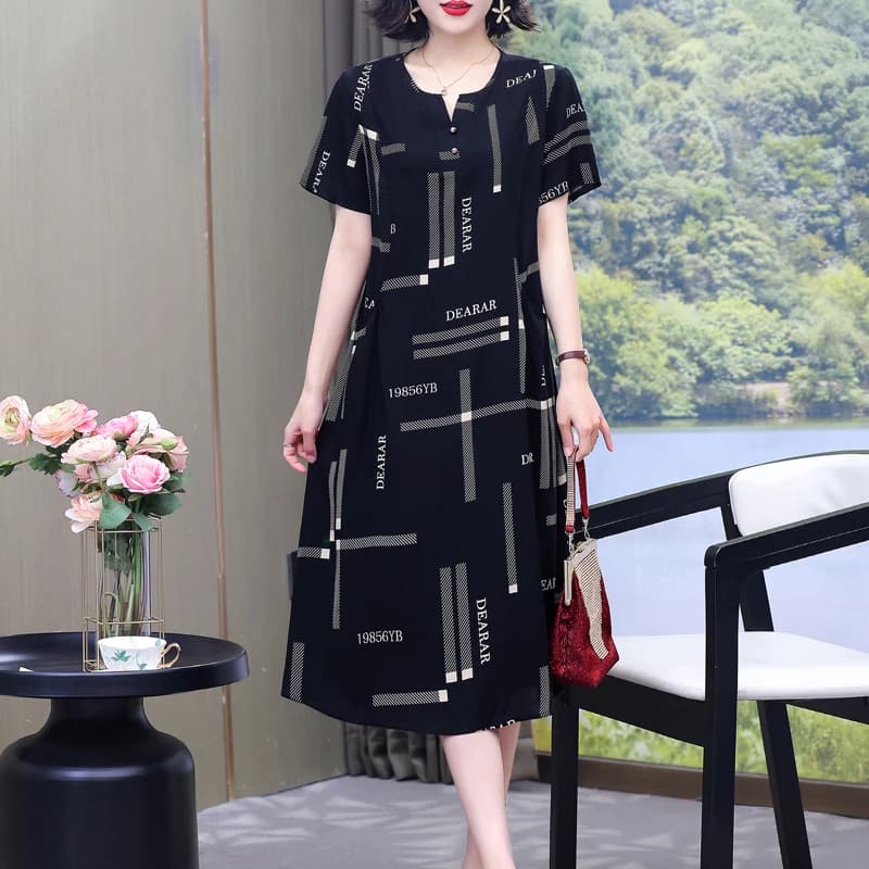 New Hot Fashion 2025 Casual Print Women Summer Dresses For Women Clothing Cotton Vintage Dress Plus Size