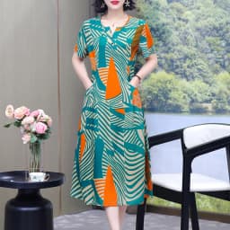 New Hot Fashion 2025 Casual Print Women Summer Dresses For Women Clothing Cotton Vintage Dress Plus Size