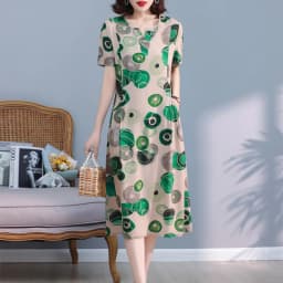 New Hot Fashion 2025 Casual Print Women Summer Dresses For Women Clothing Cotton Vintage Dress Plus Size
