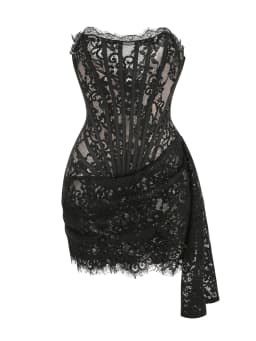 VC Christmas Dress For Women Red Lace Sexy Strapless Sleeveless Slim Supper Short Dress With Lace-Up