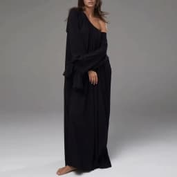 Parc Fee Casual Loose White Women Dress 2025 Elegant U-Neck Long Sleeve Floor-Length Dresses Simple Oversize Solid Female Dress