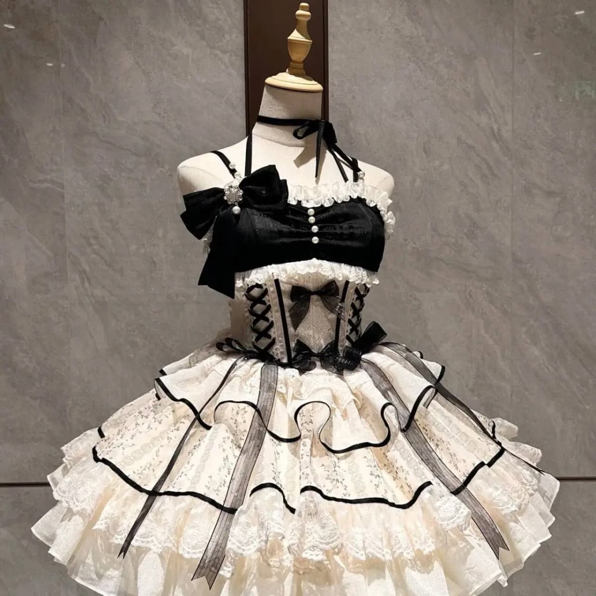 Sweet Lolita Black Dress Women Casual Y2k Clothing Japanese Kawaii Dress Evening Party Clothing Vintage Chic Outwear Summer Girl