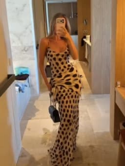 Women Trendy Animal Print Slip Dress V-neck Ruched Drawstring Sexy Maxi Dresses Beach Stylish Retro Vacation Summer Party Outfit