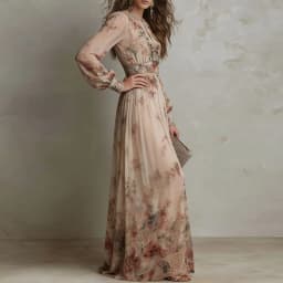 Vintage Floral Print High Waist Pleated Long Dress Woman Elegant O Neck Slim Party Dresses Spring Long Sleeve Boho Holiday Dress
