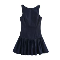 BSAY Denim Dress for Women Fashion Autumn Winter Layered Decorative Backless Mini Dresses French Chic Female Evening Clothing