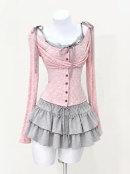 Vintage Y2K Two-Piece Outfit Strap Dress Mesh Layered Cami Ruffle Hem Japanese Harajuku Subculture Summer Casual Minidress Set