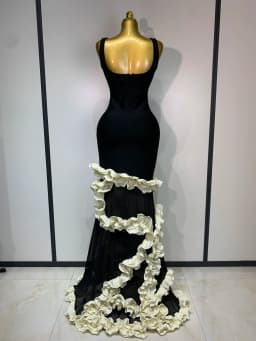Women Black Sleeveless Ruffles Patchwork Maxi Bandage Dress 2025 Celebrity Elegant Evening Party Gowns Fashion Show Outfit