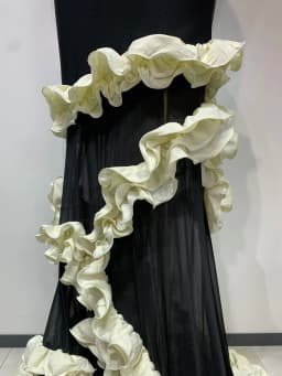 Women Black Sleeveless Ruffles Patchwork Maxi Bandage Dress 2025 Celebrity Elegant Evening Party Gowns Fashion Show Outfit
