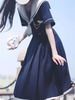 2024 New Japanese Academic Style Sweet Women's Dress Sailor Collar Kawaii Vestidos Female Lolita Dresses Summer Cute Women's JK