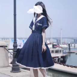 2024 New Japanese Academic Style Sweet Women's Dress Sailor Collar Kawaii Vestidos Female Lolita Dresses Summer Cute Women's JK