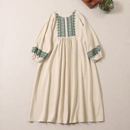Ele Embroidered Cotton Lin Long Sve Dr Loose Fit A-Line Silhouette Maxi Skirt for Autumn Season Women's Faion